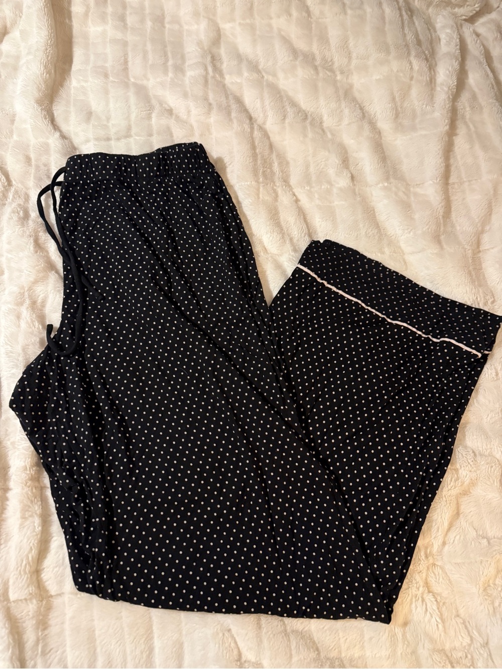 Victoria Secret Women’s Polka Dot Lounge Pants with Contrast Trim - Black